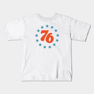 76 - Star Design (Red + Blue on White) Kids T-Shirt